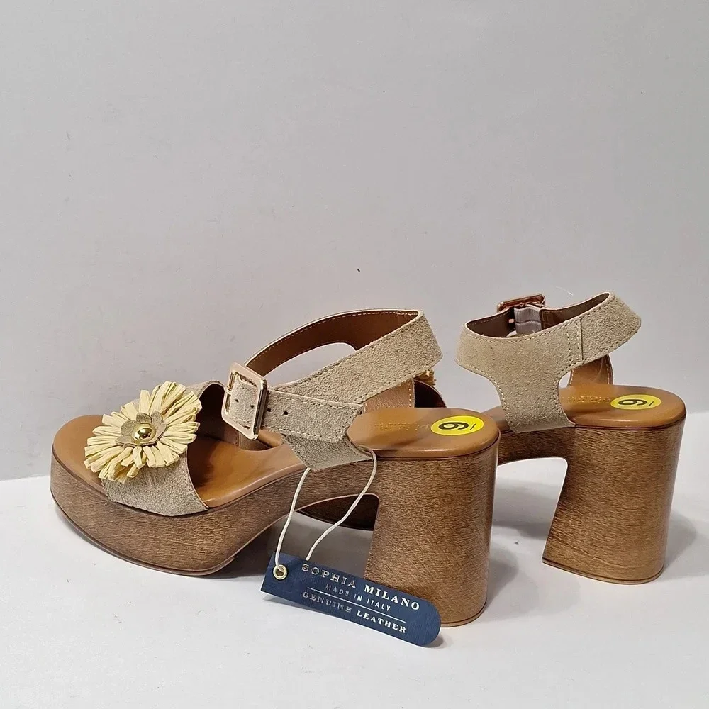 Sophia Milano NEW Made In Italy Bohemian Coquette Platform Chunky Y2K Heels Sz.9